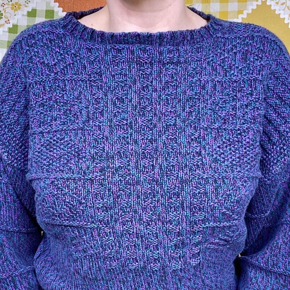 Vintage 80s purple, black & blue speckled Gregor sweater 🌀 - Picture 2 of 6